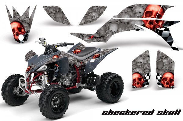 Grafik Kit Dekor Checkered Skull Yamaha YFZ 450 04-08 Quad ATV Graphic Kit