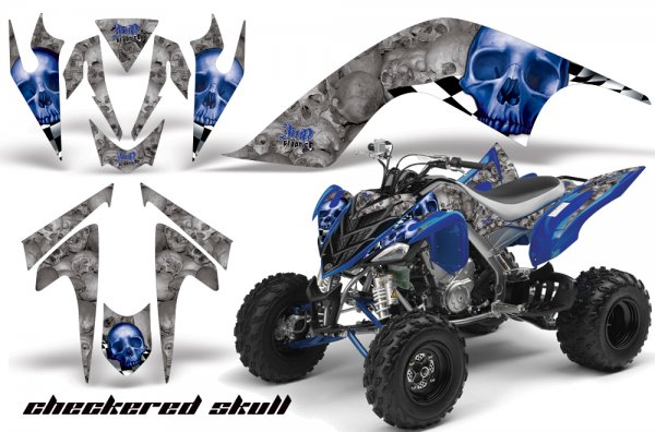 Grafik Kit Dekor Checkered Skull Yamaha YFM 700R Quad ATV Graphic Kit