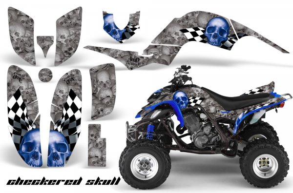 Grafik Kit Quad Dekor Checkered Skull Yamaha YFM 660R Quad ATV Graphic Kit