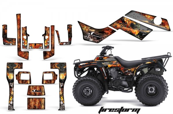 Grafik Kit Dekor Firestorm Kawasaki Bayou 250/300 Quad ATV Graphic Kit