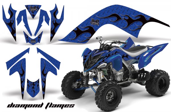 Grafik Kit Dekor Diamond Flames Yamaha YFM 700R Quad ATV Graphic Kit