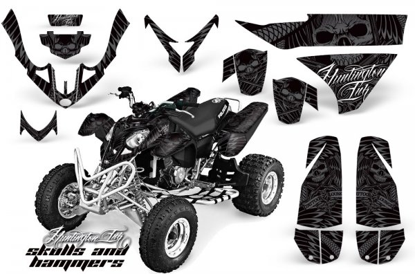 Grafik Kit Dekor Skulls & Hammers Polaris Predator 500 Quad ATV Graphic Kit