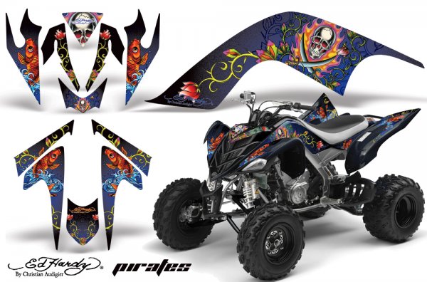 Grafik Kit Quad Dekor Ed Hardy Pirates Yamaha YFM 700R Quad ATV Graphic Kit
