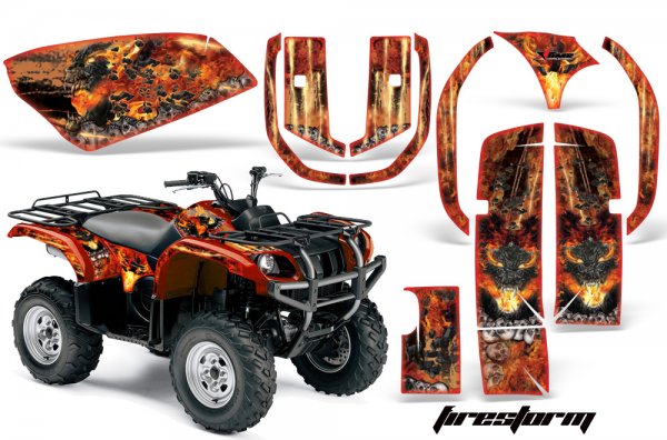Grafik Kit Dekor Firestorm Yamaha 660 Grizzly Quad ATV Graphic Kit