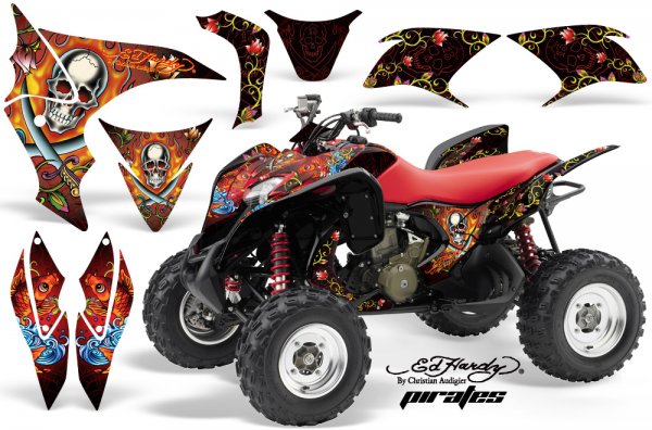 Grafik Kit Dekor Ed Hardy Pirates Honda TRX 700XX Quad ATV Graphic Kit