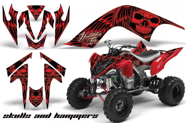 Grafik Kit Dekor Skulls and Hammers Yamaha YFM 700R Quad ATV Graphic Kit