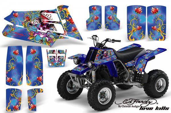 Grafik Kit Dekor Ed Hardy Love Kills Yamaha 350 Banshee Quad ATV Graphic Kit
