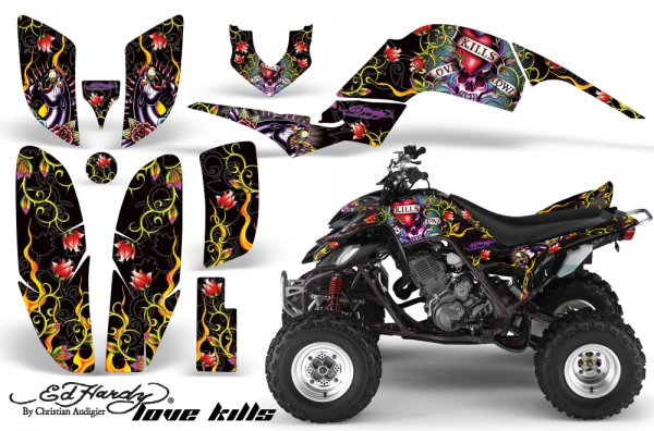 Grafik Kit Quad Dekor Ed Hardy Love Kills Yamaha YFM 660R Quad ATV Graphic Kit